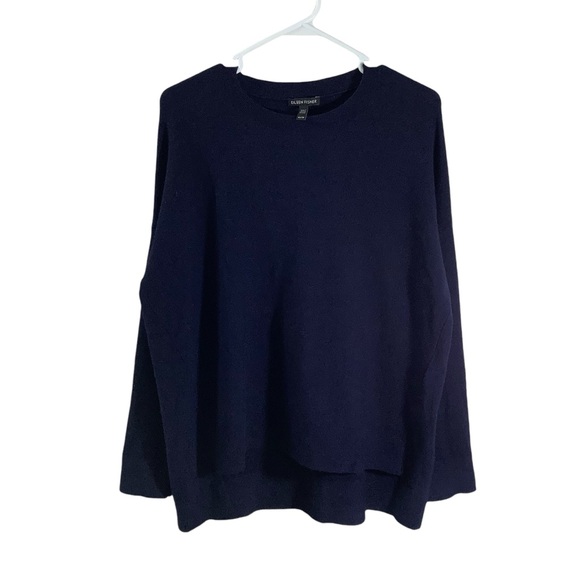 Eileen Fisher Sweaters - Eileen Fisher Wool Blend Oversized Knit Crew Sweater Navy